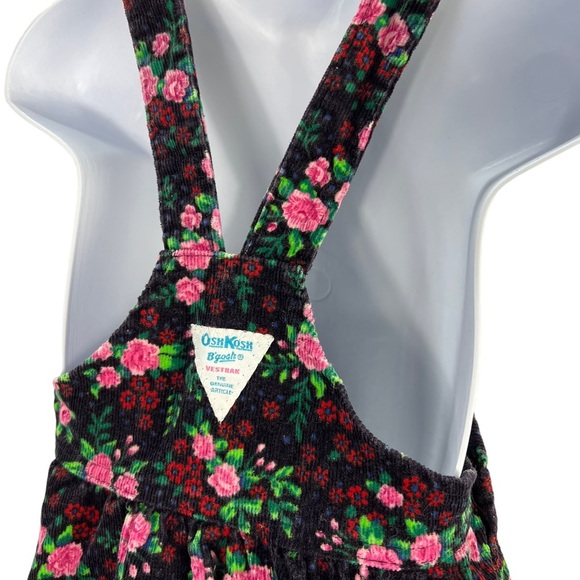 Vintage OshKosh B’Gosh Roses Floral Jumper Dress corduroy pink flowers Size 4T - Picture 8 of 10